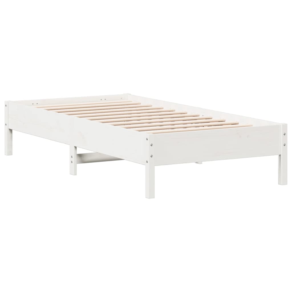Bedframe massief grenenhout wit 75x190 cm