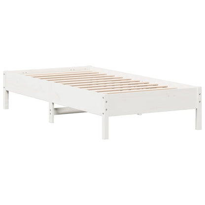 Bedframe massief grenenhout wit 75x190 cm