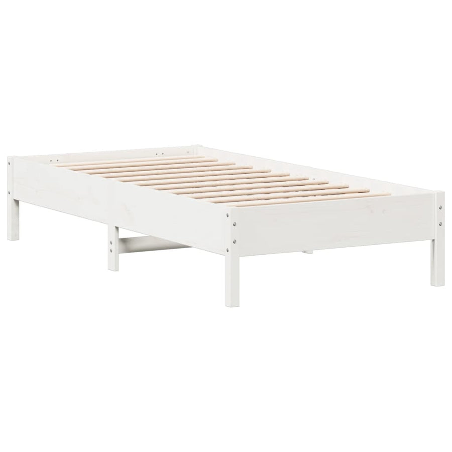 Bedframe massief grenenhout wit 75x190 cm