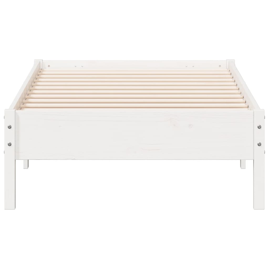 Bedframe massief grenenhout wit 75x190 cm