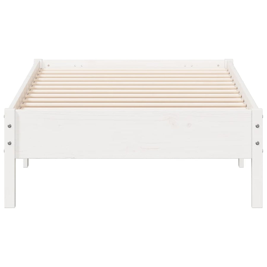 Bedframe massief grenenhout wit 75x190 cm