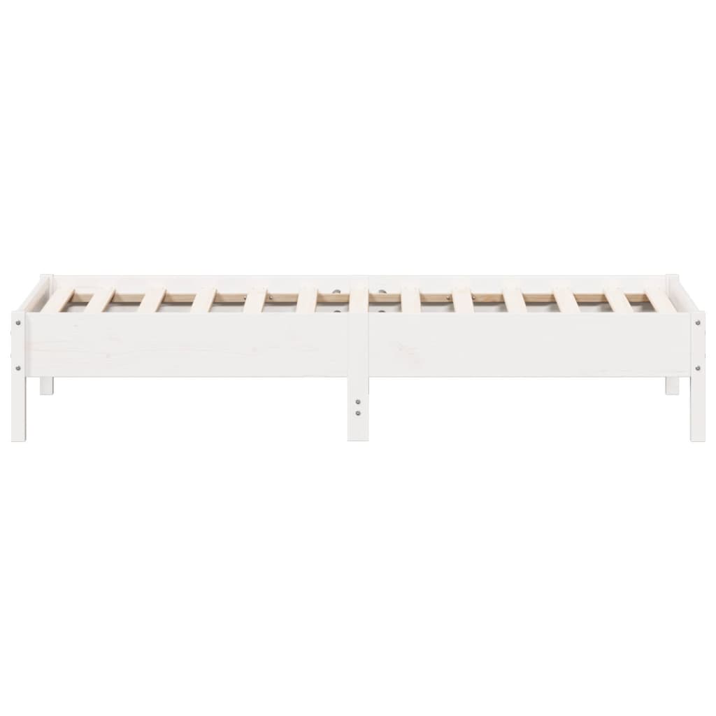 Bedframe massief grenenhout wit 75x190 cm