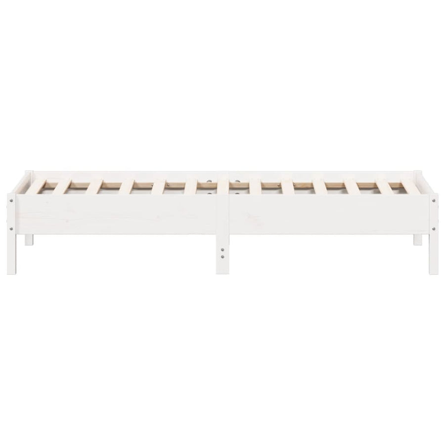 Bedframe massief grenenhout wit 75x190 cm