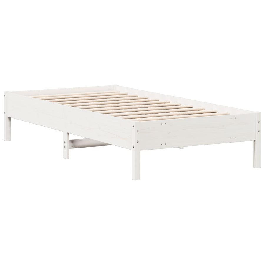 Bedframe massief grenenhout wit 75x190 cm