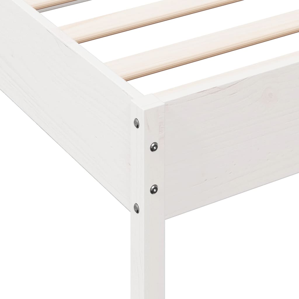 Bedframe massief grenenhout wit 75x190 cm