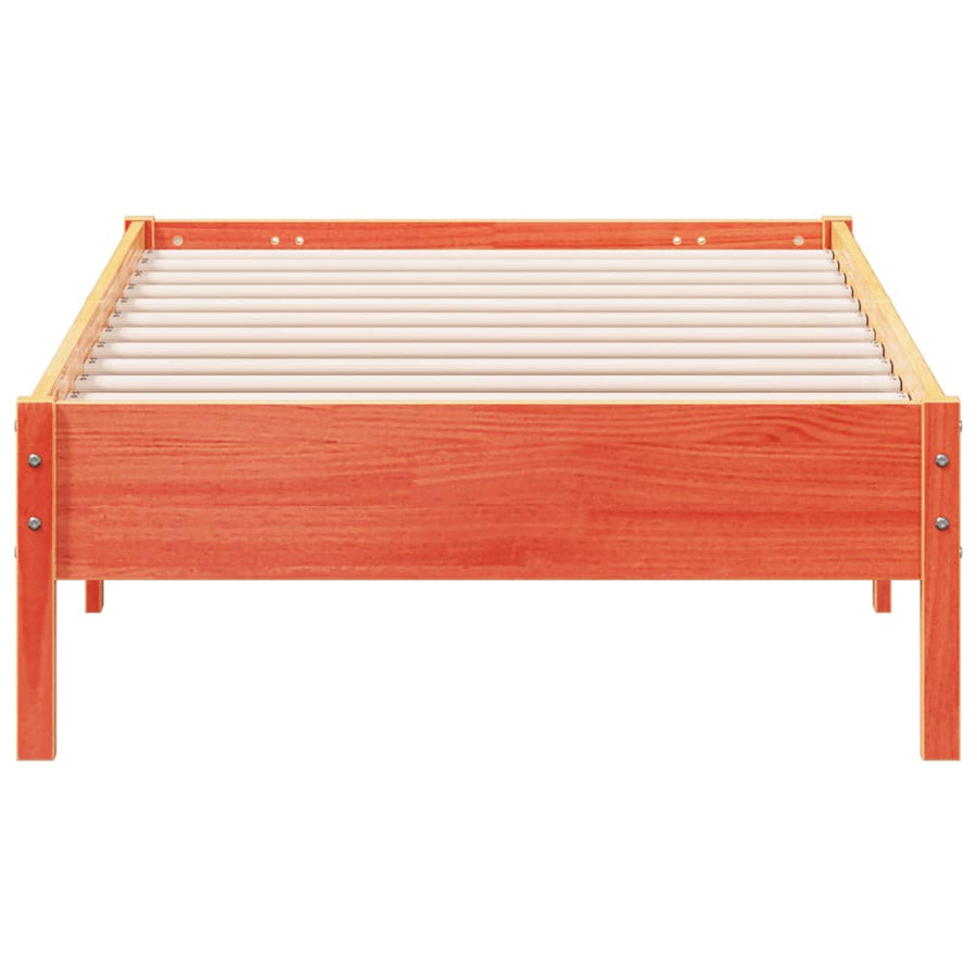 Bedframe massief grenenhout wasbruin 75x190 cm