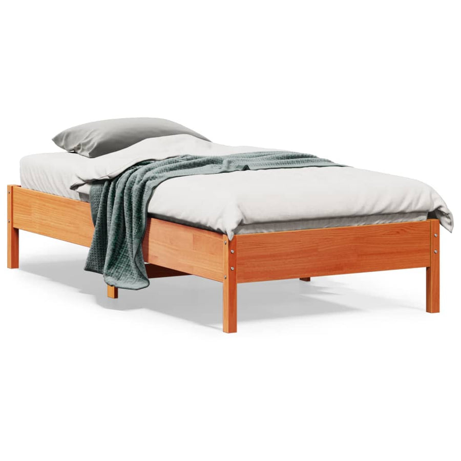 Bedframe massief grenenhout wasbruin 75x190 cm
