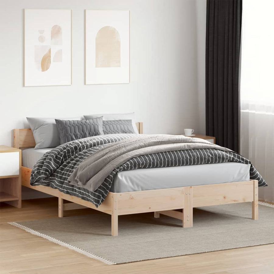 Bedframe met hoofdbord massief grenenhout 160x200 cm