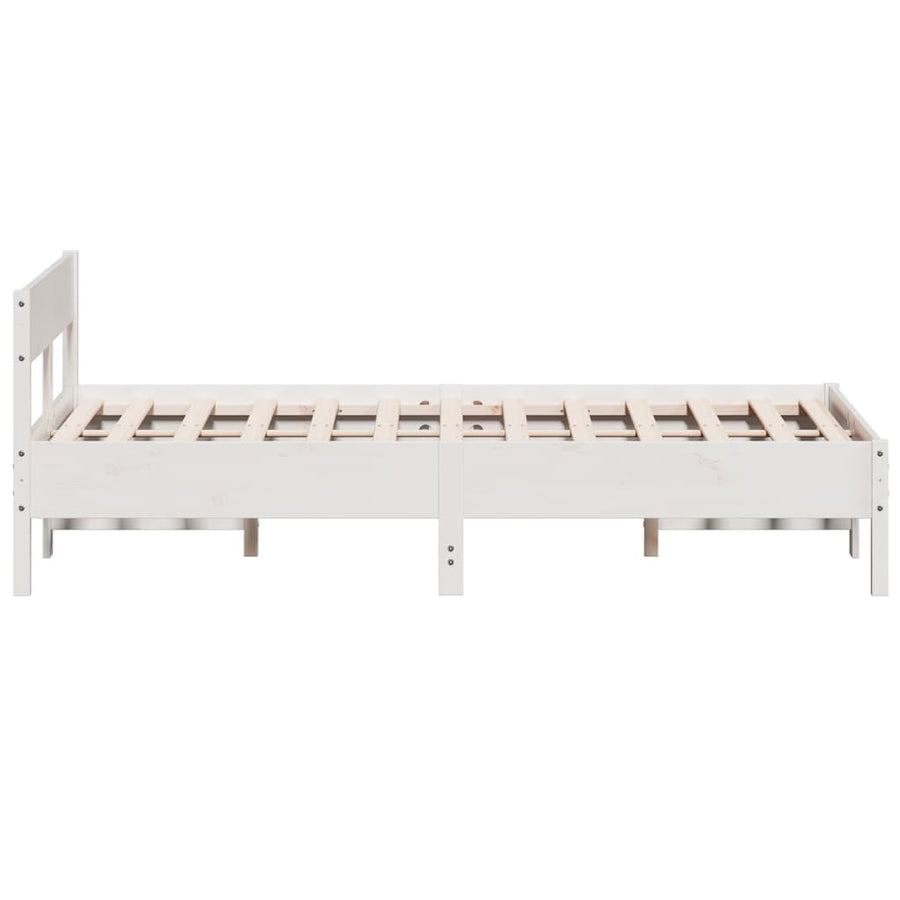 Bedframe met hoofdbord massief grenenhout wit 160x200 cm