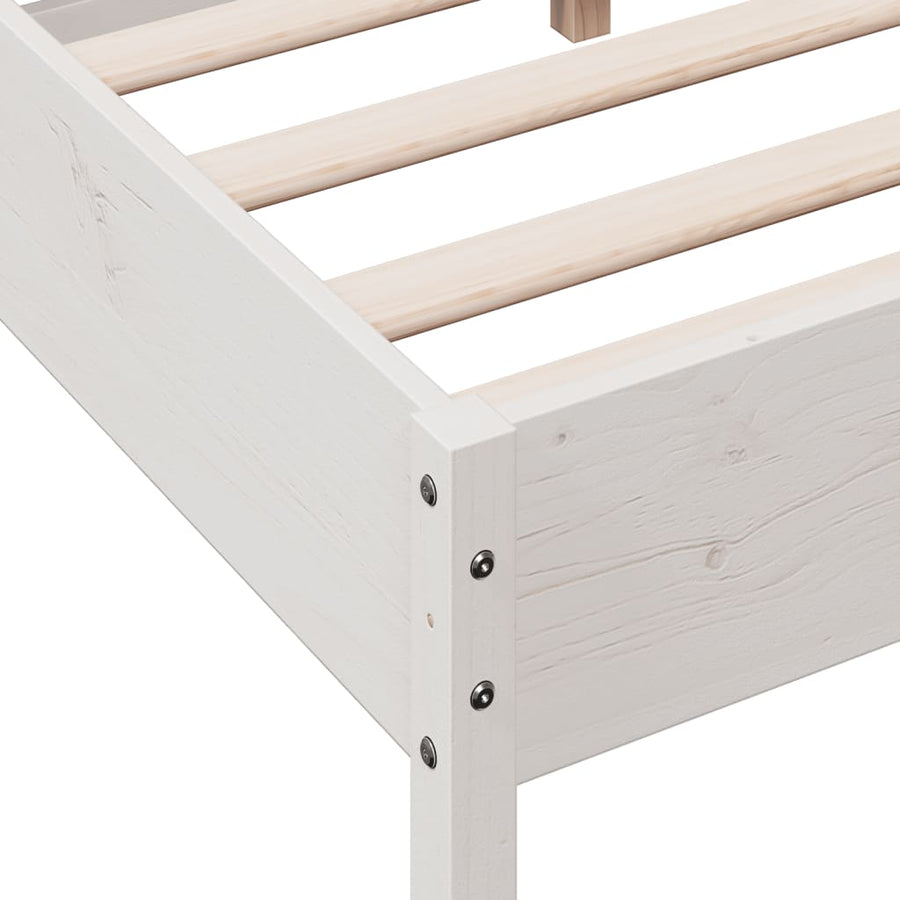Bedframe met hoofdbord massief grenenhout wit 160x200 cm