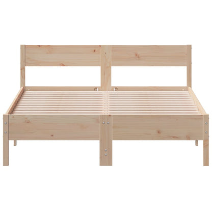 Bedframe met hoofdbord massief grenenhout wit 140x200 cm