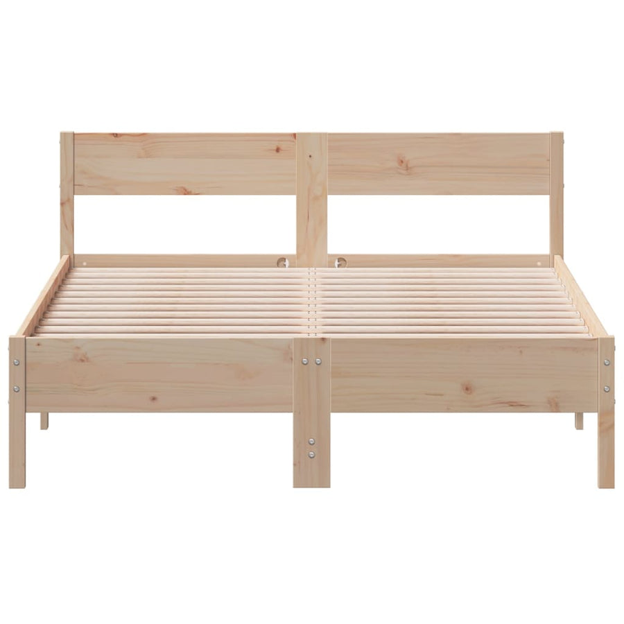 Bedframe met hoofdbord massief grenenhout wit 140x200 cm