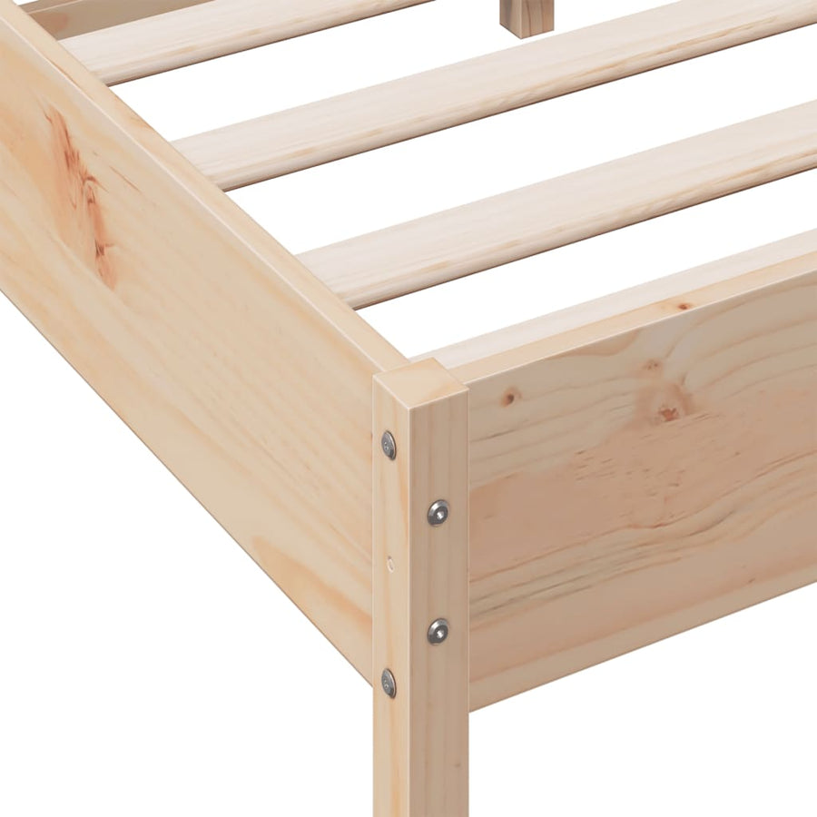 Bedframe met hoofdbord massief grenenhout wit 140x200 cm