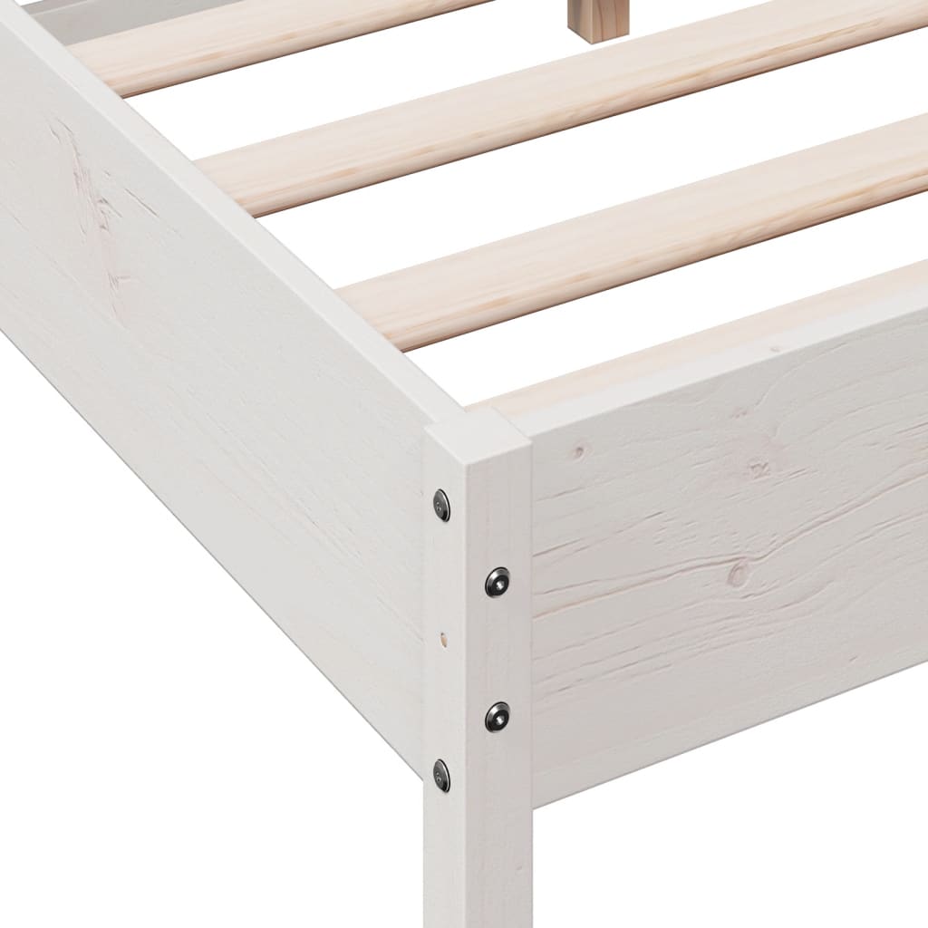 Bedframe met hoofdbord massief grenenhout wit 140x200 cm