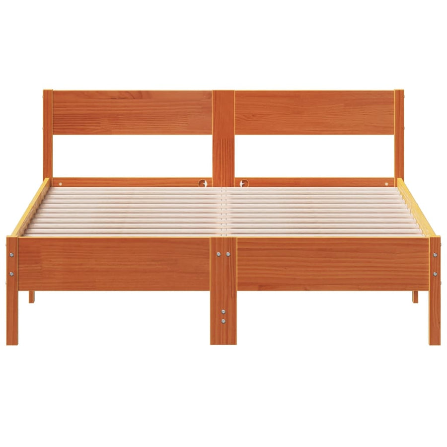 Bedframe met hoofdbord grenenhout wasbruin 140x200 cm