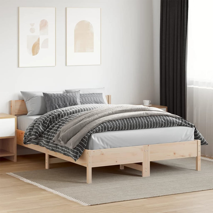 Bedframe met hoofdbord massief grenenhout 120x200 cm 120 x 200 cm
