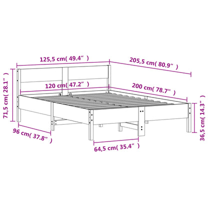 Bedframe met hoofdbord massief grenenhout 120x200 cm 120 x 200 cm