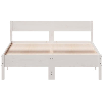 Bedframe met hoofdbord massief grenenhout wit 120x200 cm