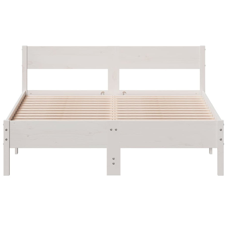 Bedframe met hoofdbord massief grenenhout wit 120x200 cm