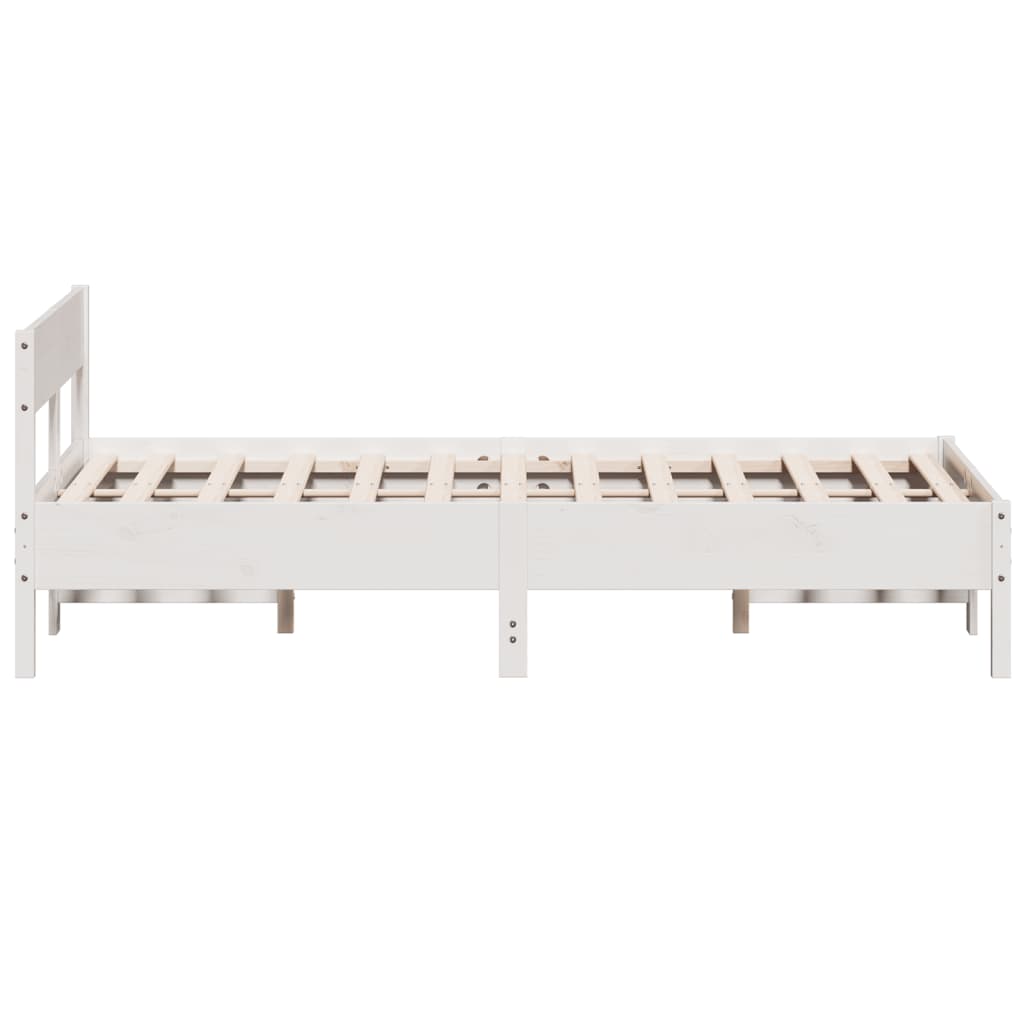 Bedframe met hoofdbord massief grenenhout wit 120x200 cm