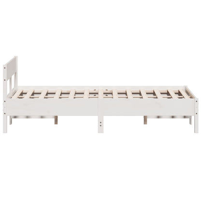 Bedframe met hoofdbord massief grenenhout wit 120x200 cm