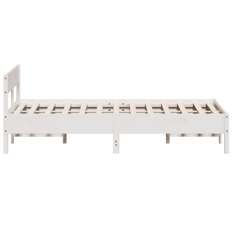 Bedframe met hoofdbord massief grenenhout wit 120x200 cm