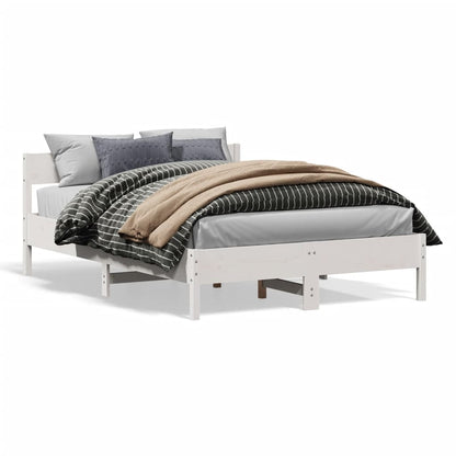 Bedframe met hoofdbord massief grenenhout wit 120x200 cm