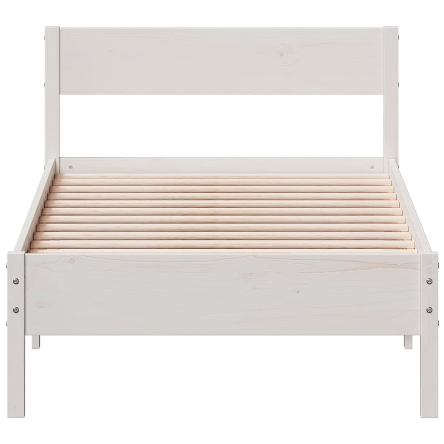 Bedframe met hoofdeinde 100x200 cm massief grenenhout wit