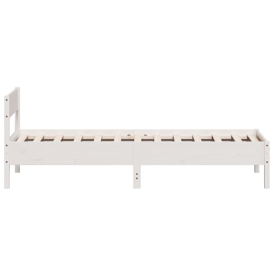 Bedframe met hoofdeinde 100x200 cm massief grenenhout wit