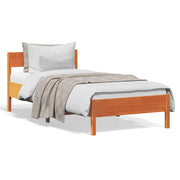 Bedframe massief grenenhout wasbruin 100x200 cm