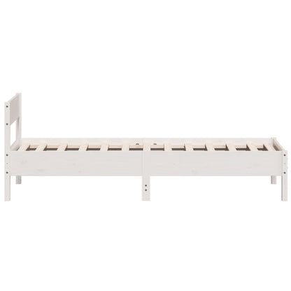 Bedframe met hoofdbord massief grenenhout wit 90x200 cm
