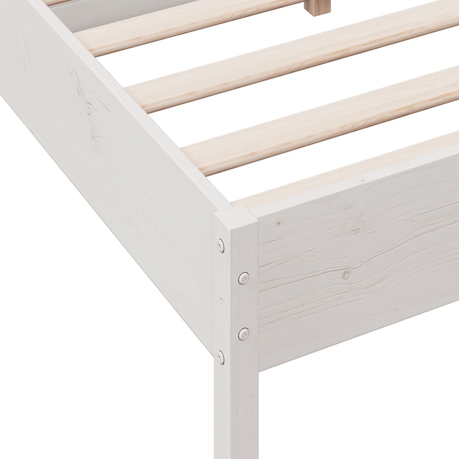 Bedframe met hoofdbord massief grenenhout wit 140x190 cm