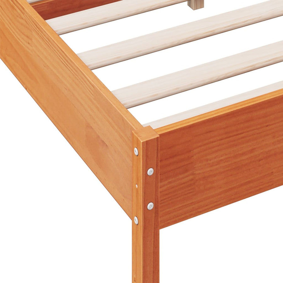 Bedframe met hoofdbord massief grenenhout wasbruin 140x190 cm