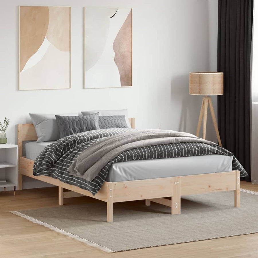 Bedframe met hoofdbord massief grenenhout 135x190 cm 135 x 190 cm