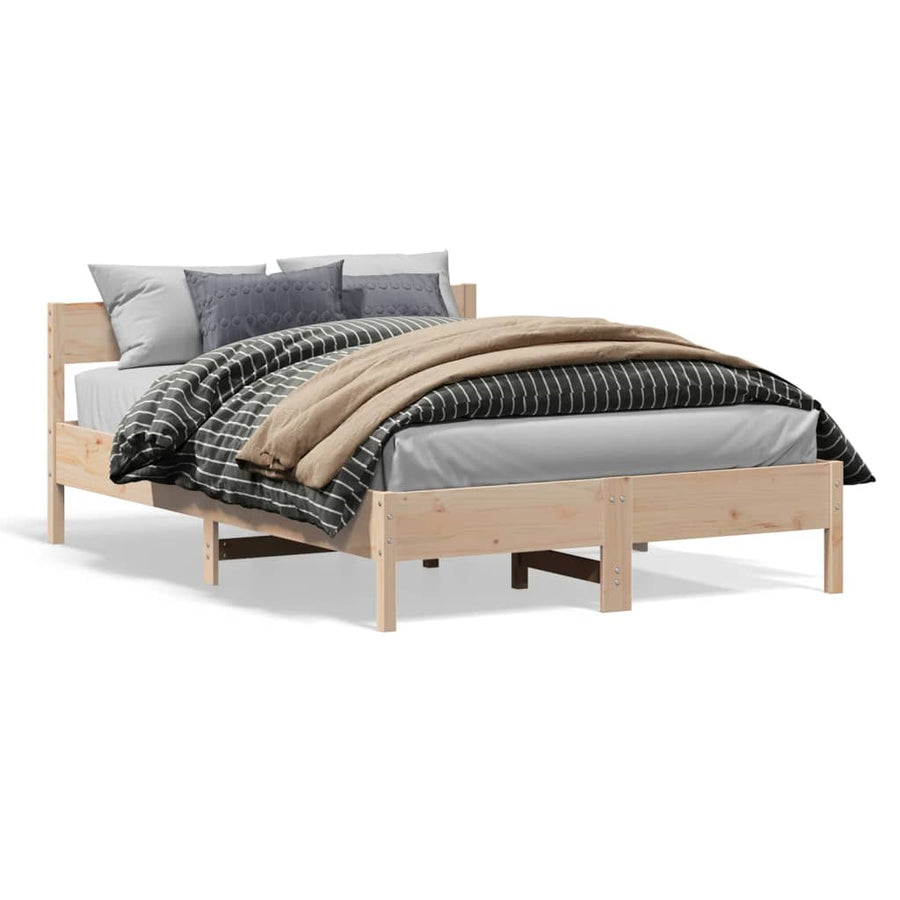 Bedframe met hoofdbord massief grenenhout 135x190 cm 135 x 190 cm