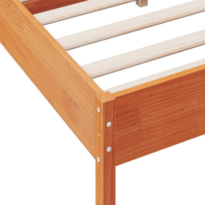 Bedframe met hoofdbord massief grenenhout wasbruin 135x190 cm