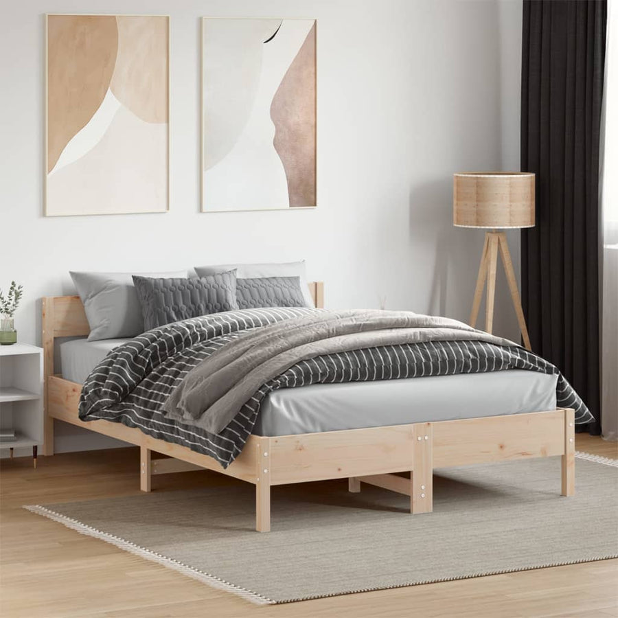 Bedframe met hoofdbord massief grenenhout 120x190 cm