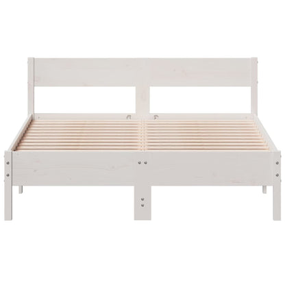 Bedframe met hoofdbord massief grenenhout wit 120x190 cm