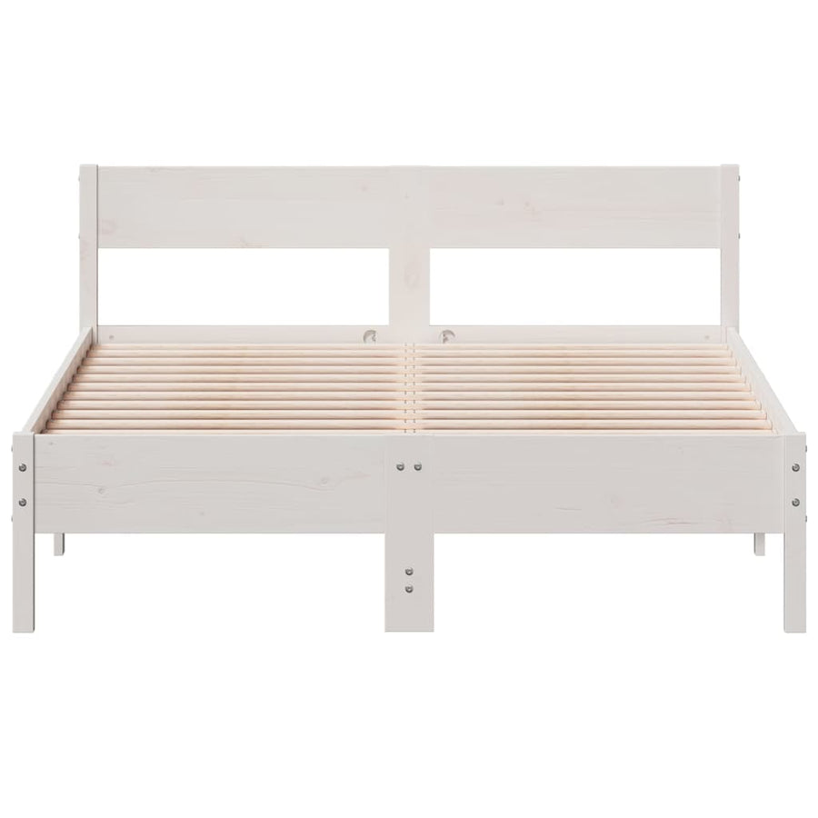Bedframe met hoofdbord massief grenenhout wit 120x190 cm
