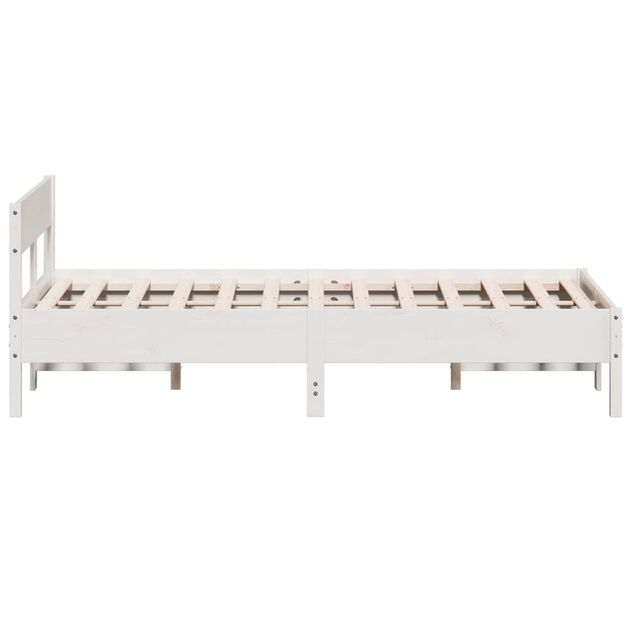Bedframe met hoofdbord massief grenenhout wit 120x190 cm
