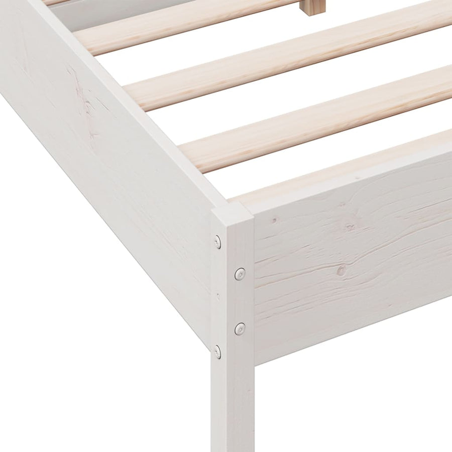 Bedframe met hoofdbord massief grenenhout wit 120x190 cm