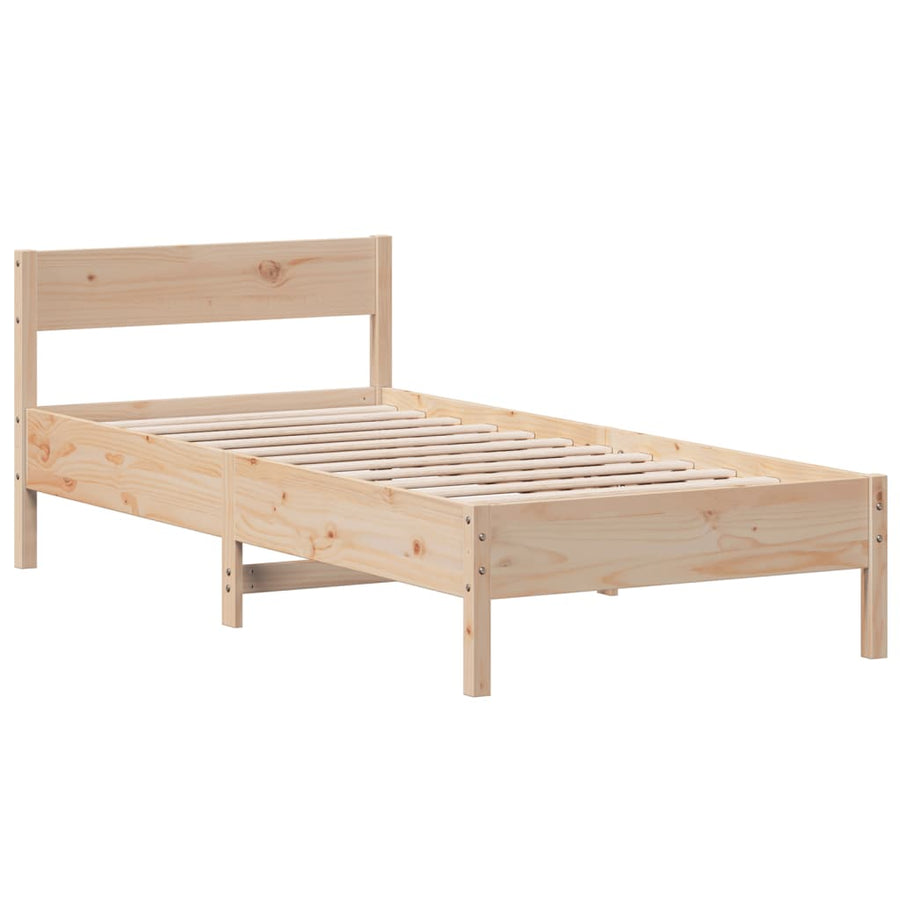 Bedframe met hoofdbord massief grenenhout 75x190 cm 75 x 190 cm