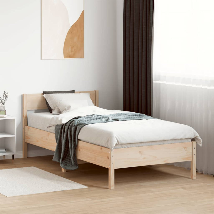 Bedframe met hoofdbord massief grenenhout 75x190 cm 75 x 190 cm