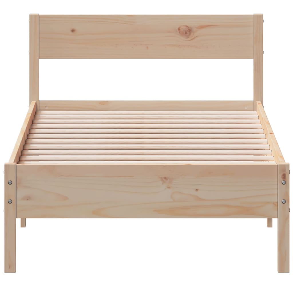 Bedframe met hoofdbord massief grenenhout 75x190 cm 75 x 190 cm