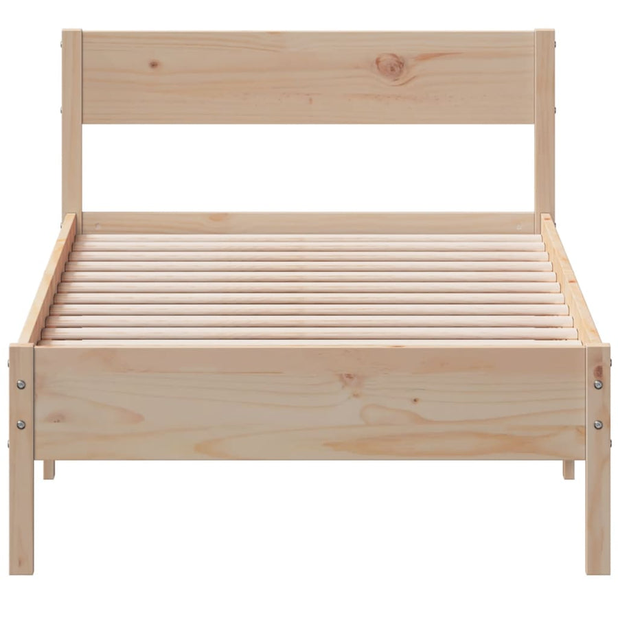 Bedframe met hoofdbord massief grenenhout 75x190 cm 75 x 190 cm