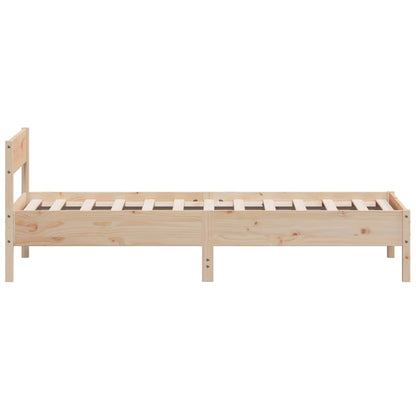 Bedframe met hoofdbord massief grenenhout 75x190 cm 75 x 190 cm