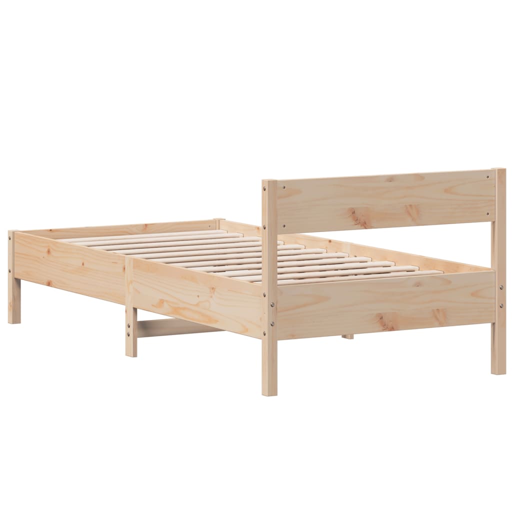 Bedframe met hoofdbord massief grenenhout 75x190 cm 75 x 190 cm