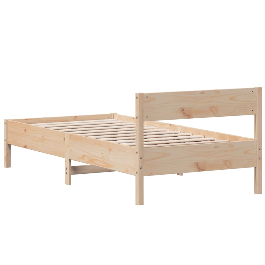 Bedframe met hoofdbord massief grenenhout 75x190 cm 75 x 190 cm