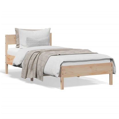 Bedframe met hoofdbord massief grenenhout 75x190 cm 75 x 190 cm