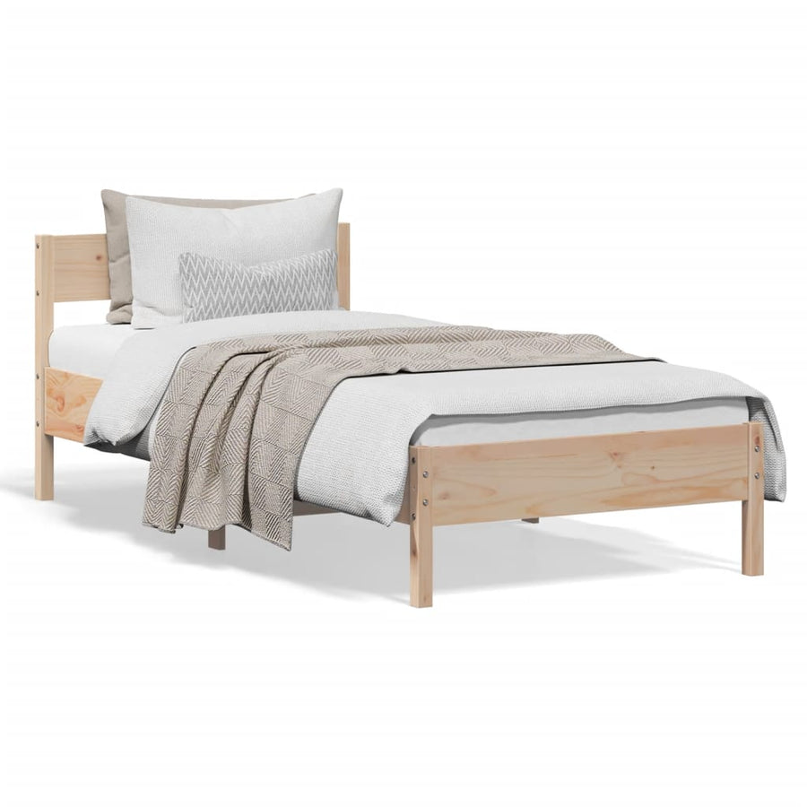 Bedframe met hoofdbord massief grenenhout 75x190 cm 75 x 190 cm